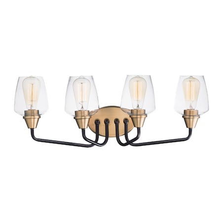 Maxim Lighting Goblet 4-Light 26.25" Wide Bronze / Antique Brass Vanity Light 26123CLBZAB